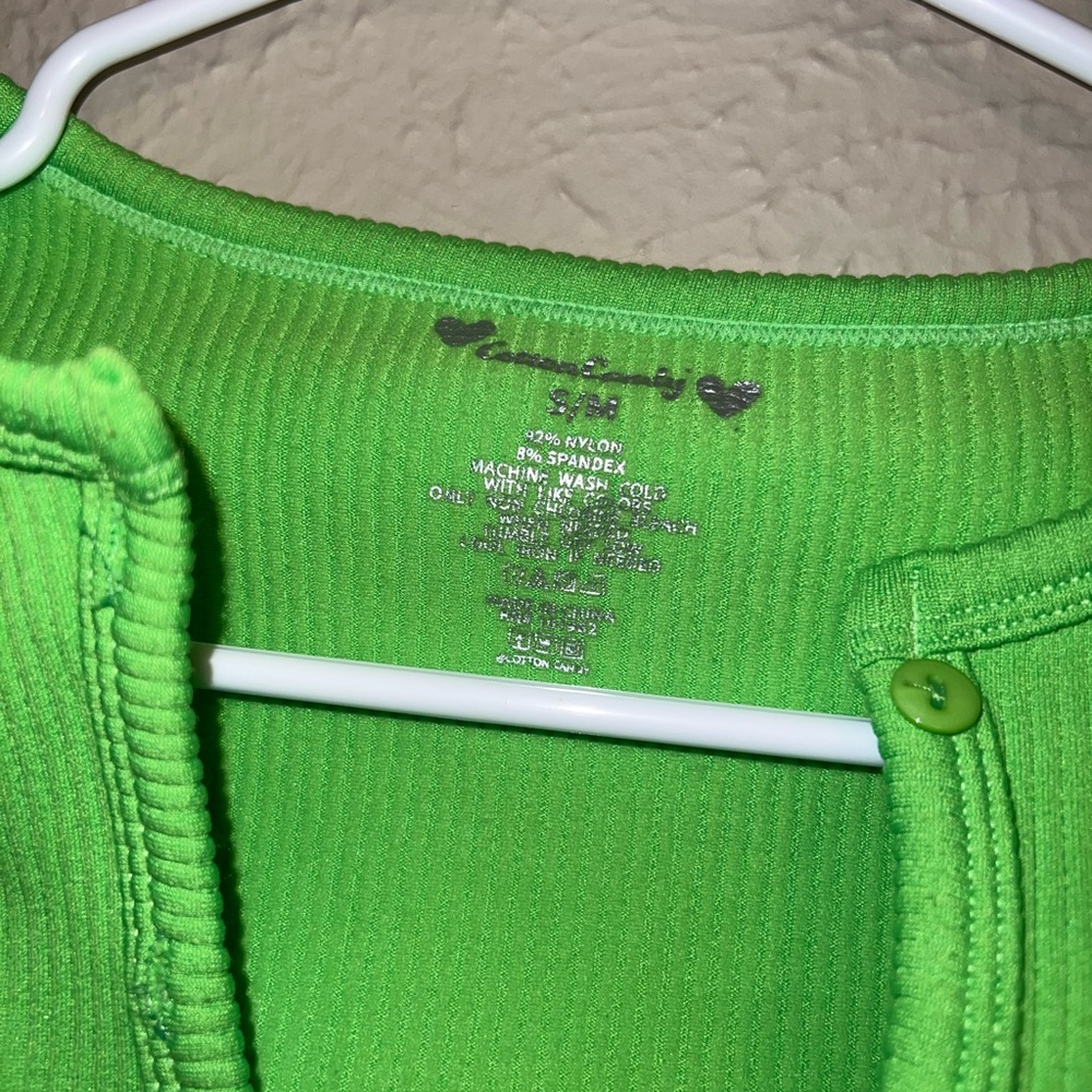 Bright Green Neon Ribbed Knit Top - Picture 3 of 6
